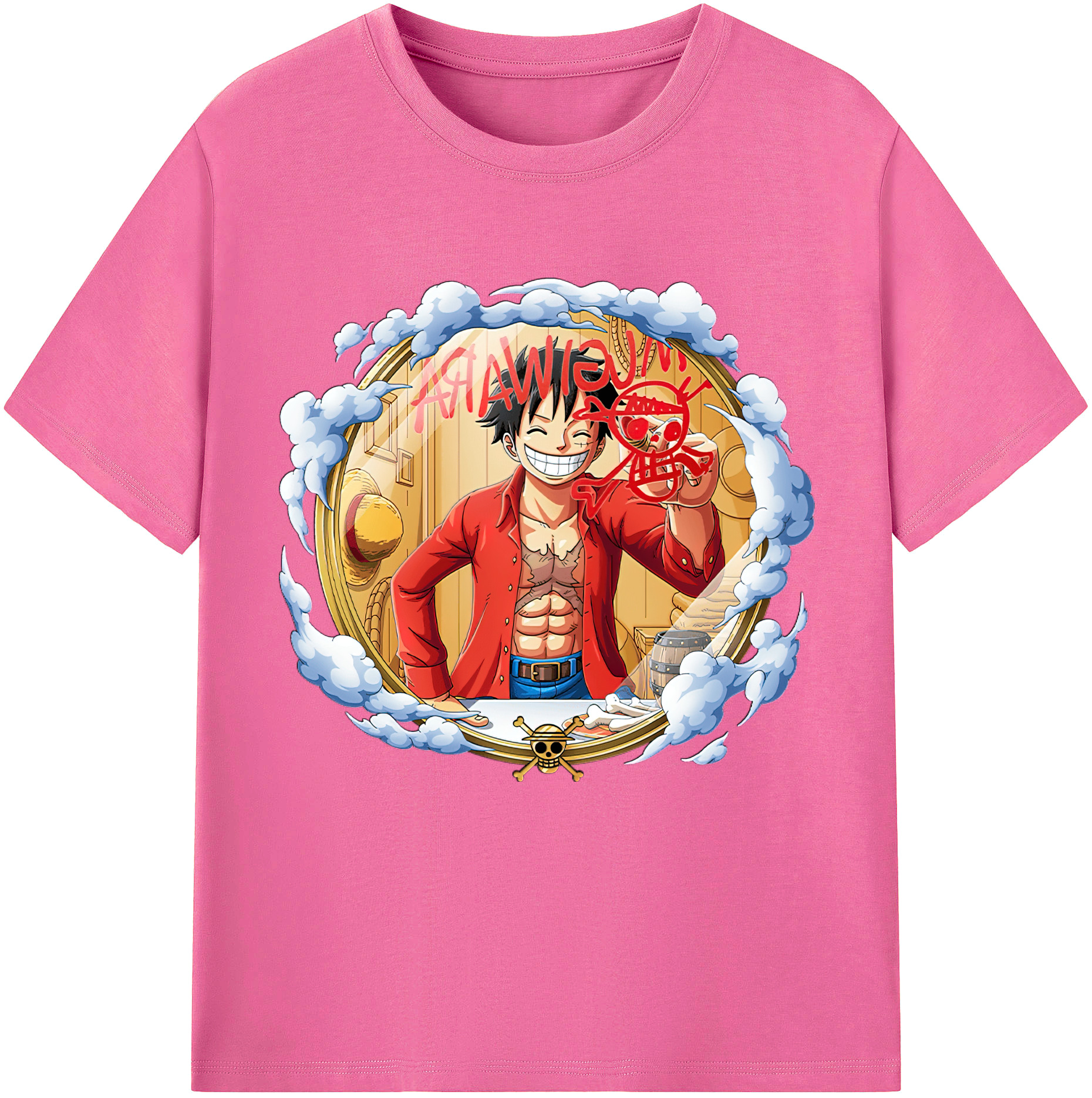 ワンピース モンキー・D・ルフィ ONE PIECE Monkey D. Luffy レディースカジュアルプリントTシャツ（綿100％）